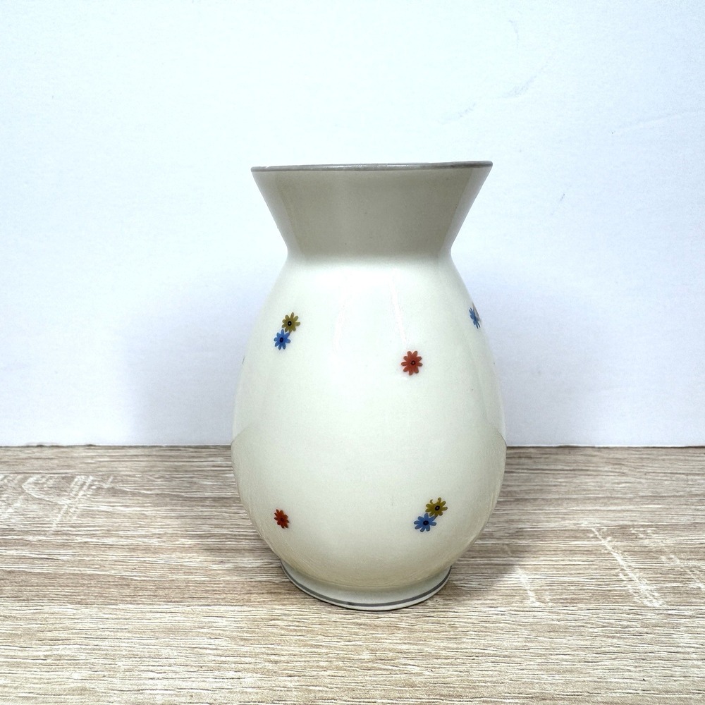 Fürstenberg Germany Porcelain Mini Bud Vase White Floral Dots 4.5" Vintage